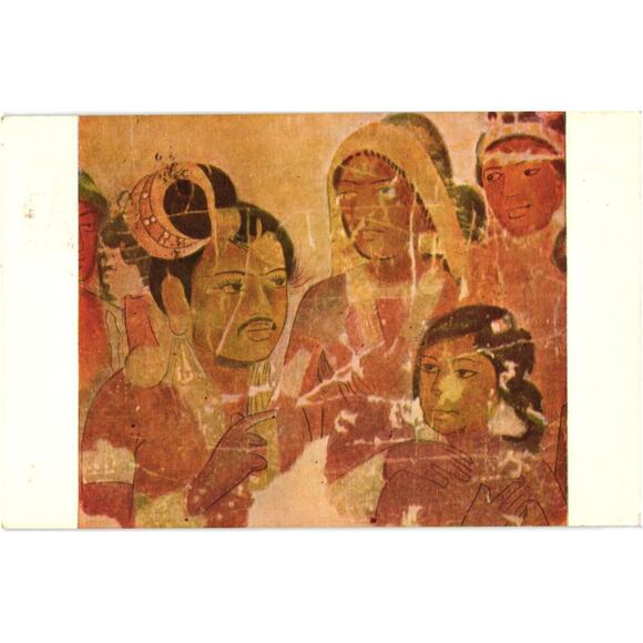 Ajanta, Cave 10 a Royal Procession Scene of Worship of Bodhi-Tree Postcard - Picture 1 of 2